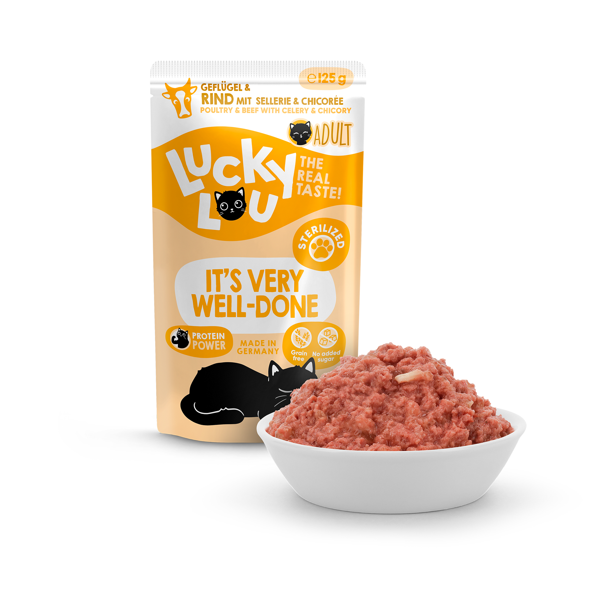 Katzenfutter Sterilized Geflügel & Rind 125 g