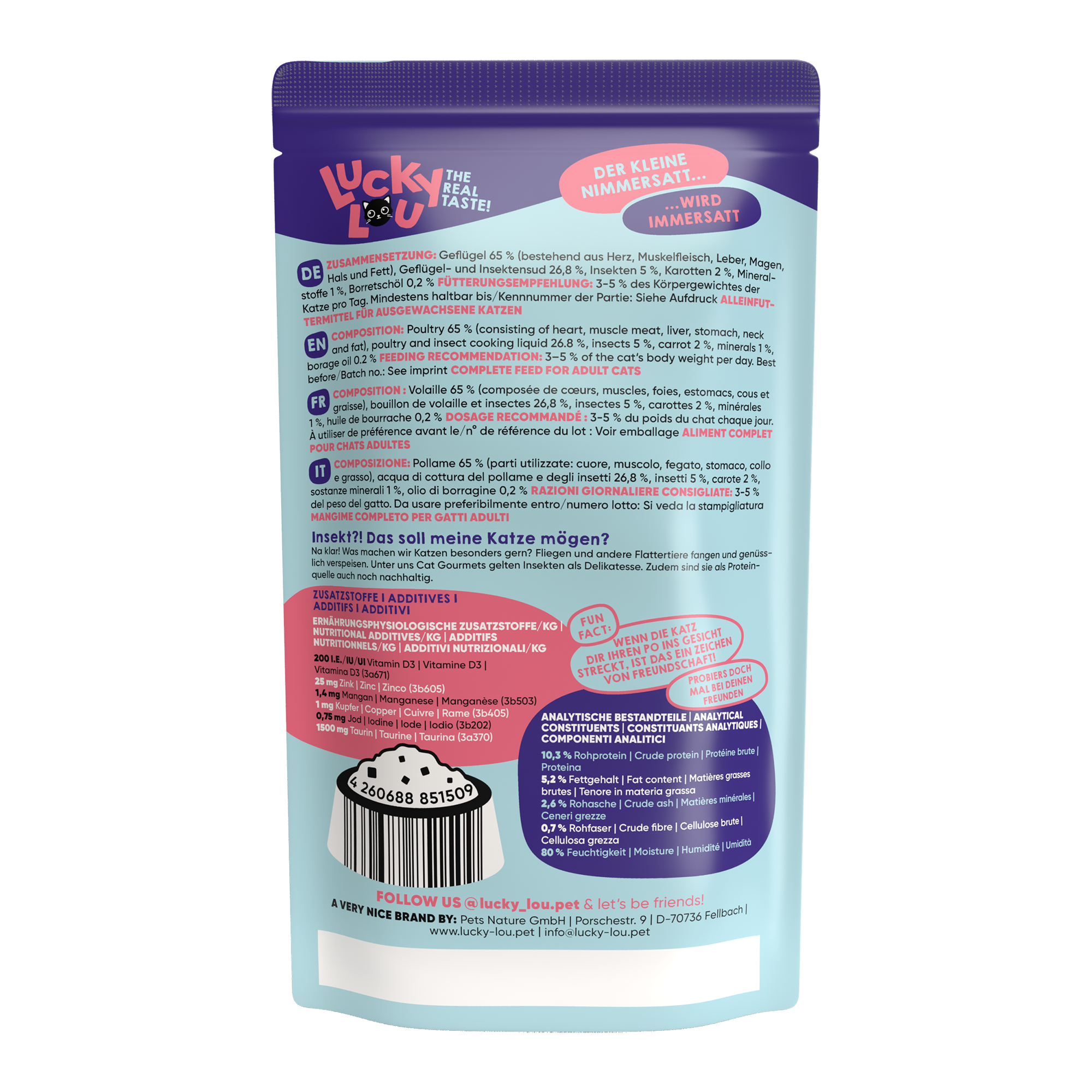 Katzenfutter Adult Geflügel, Insekten 125 g