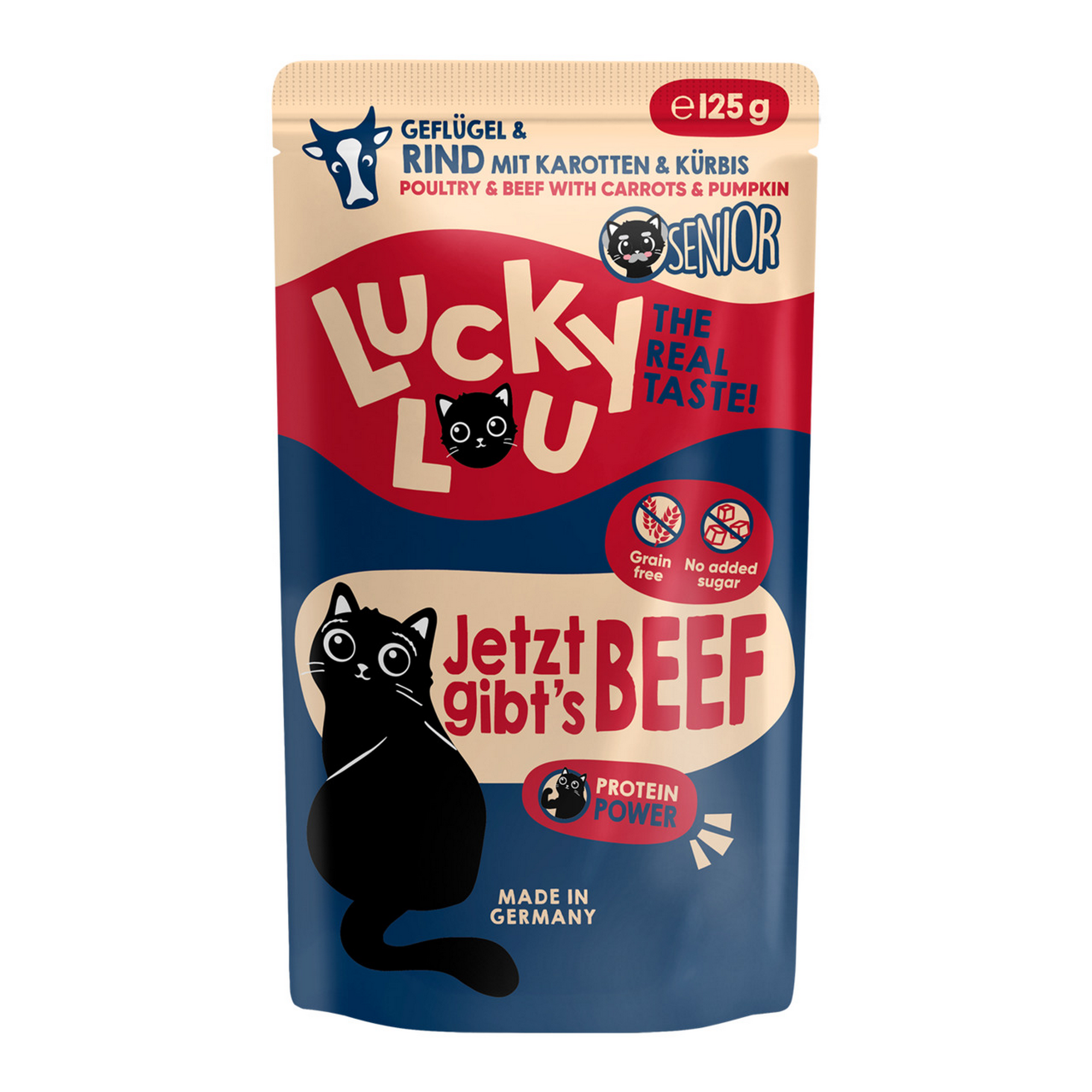Katzenfutter Senior Geflügel, Rind 125 g