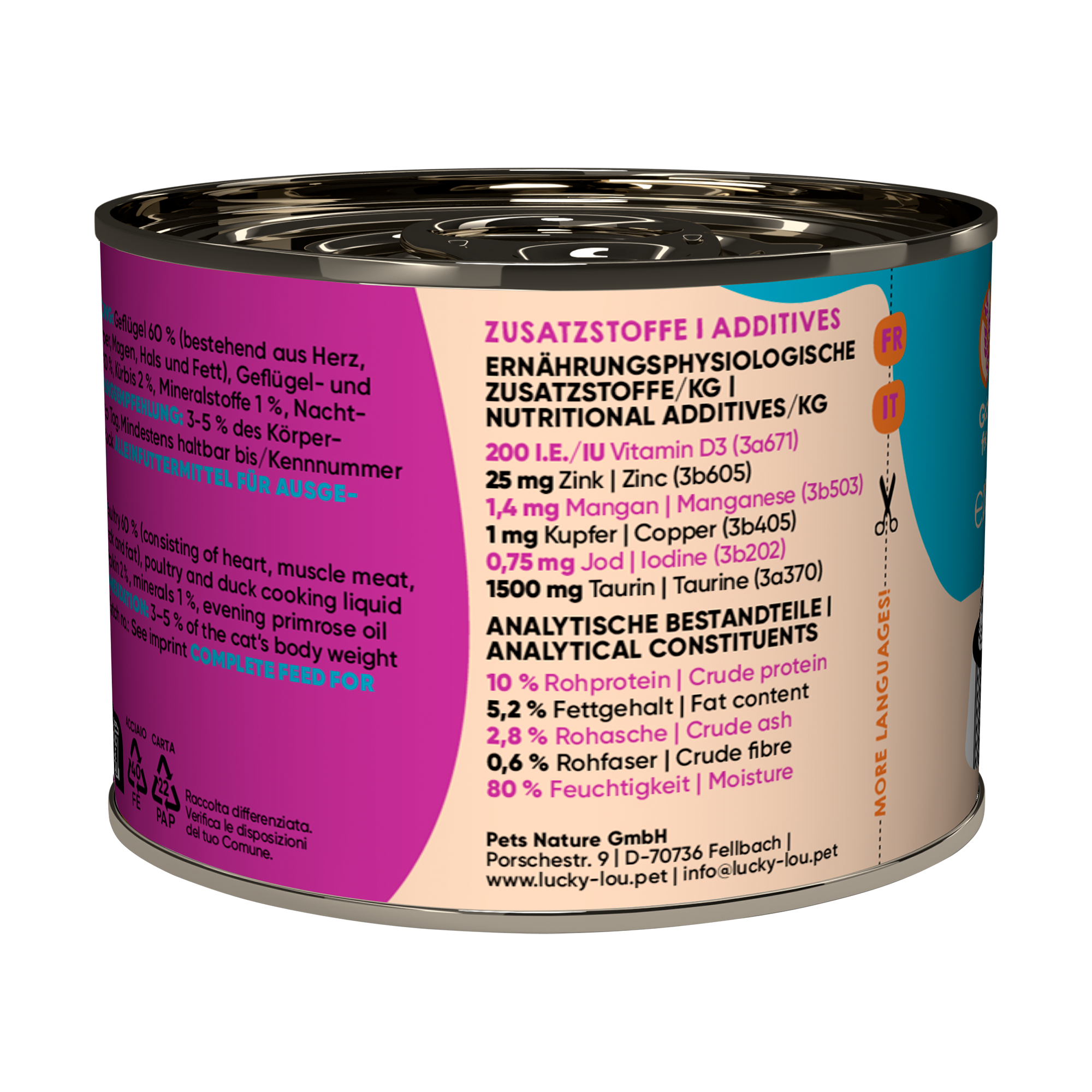 Katzenfutter Adult Geflügel, Ente 200 g
