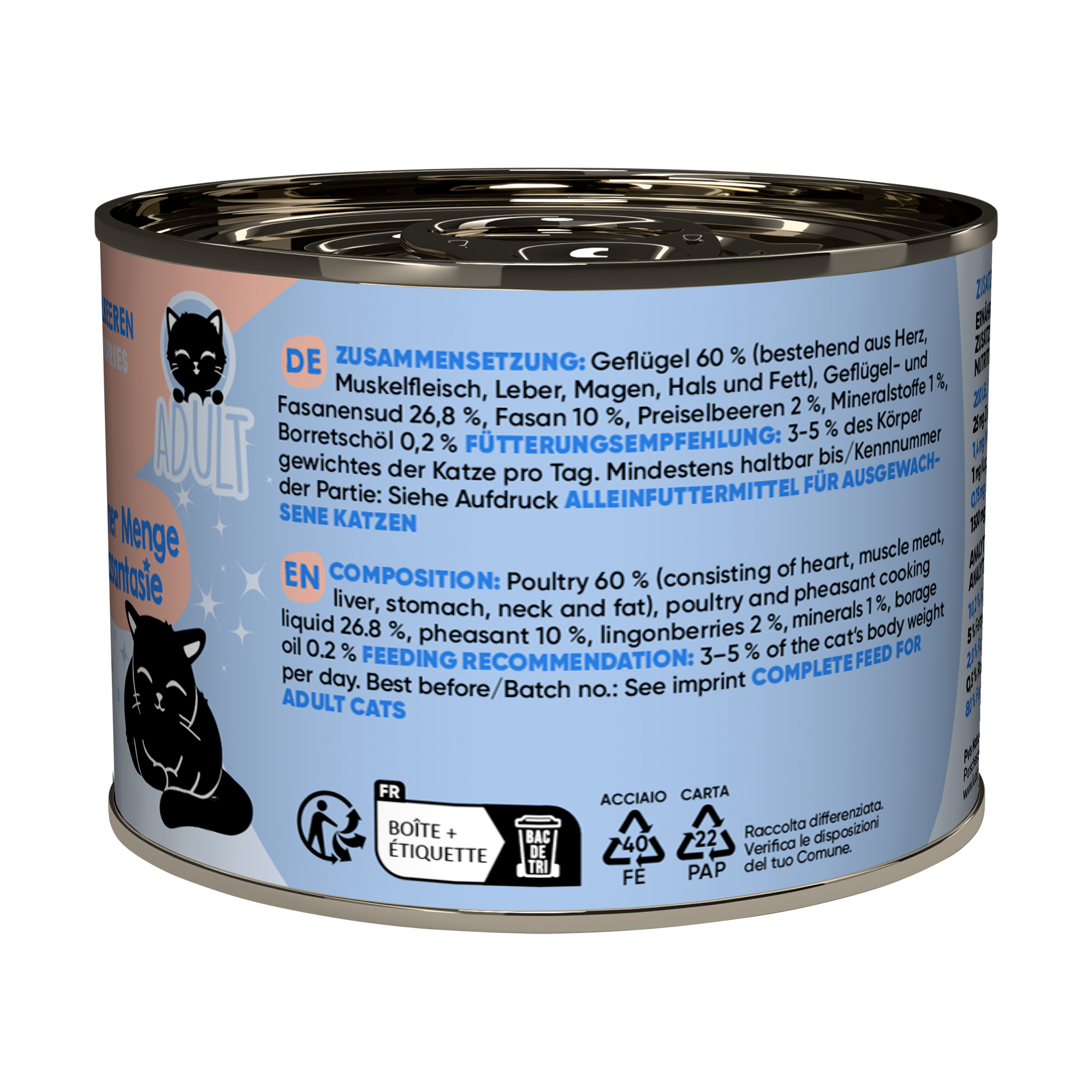 Katzenfutter Adult Geflügel, Fasan 200 g