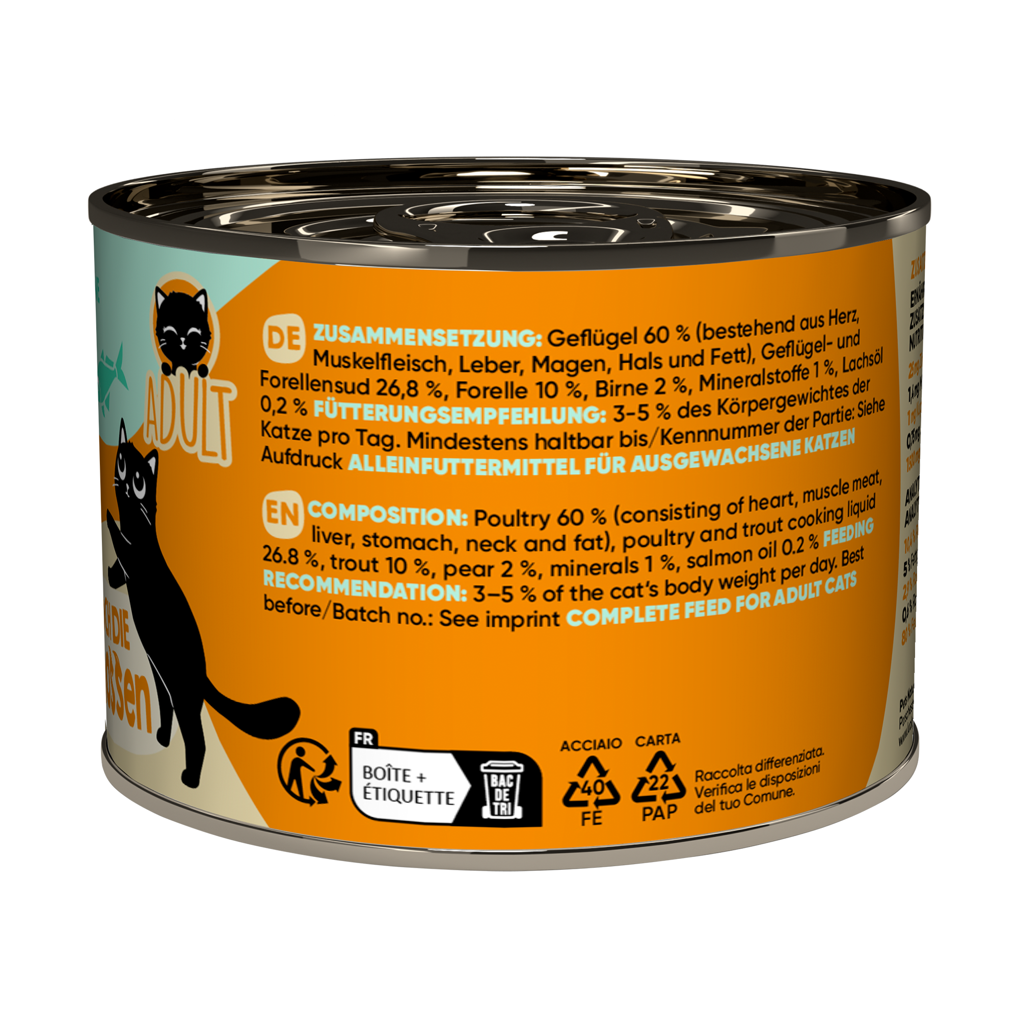 Katzenfutter Adult Geflügel, Forelle 200 g