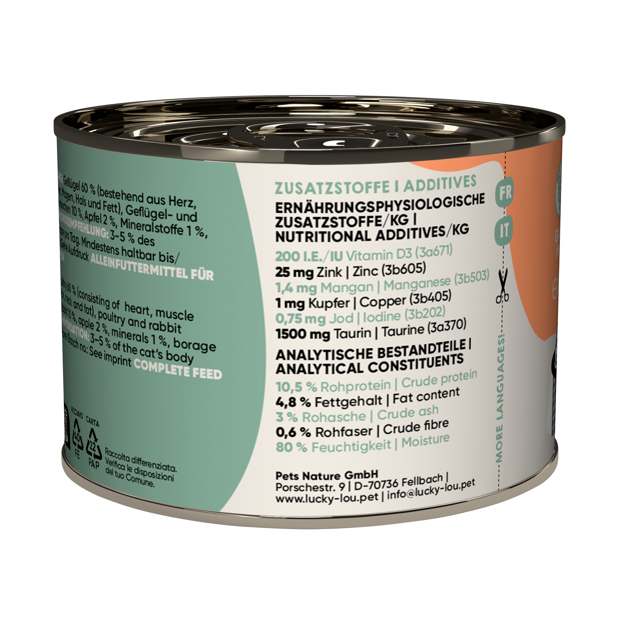 Katzenfutter Adult Geflügel, Kaninchen 200 g