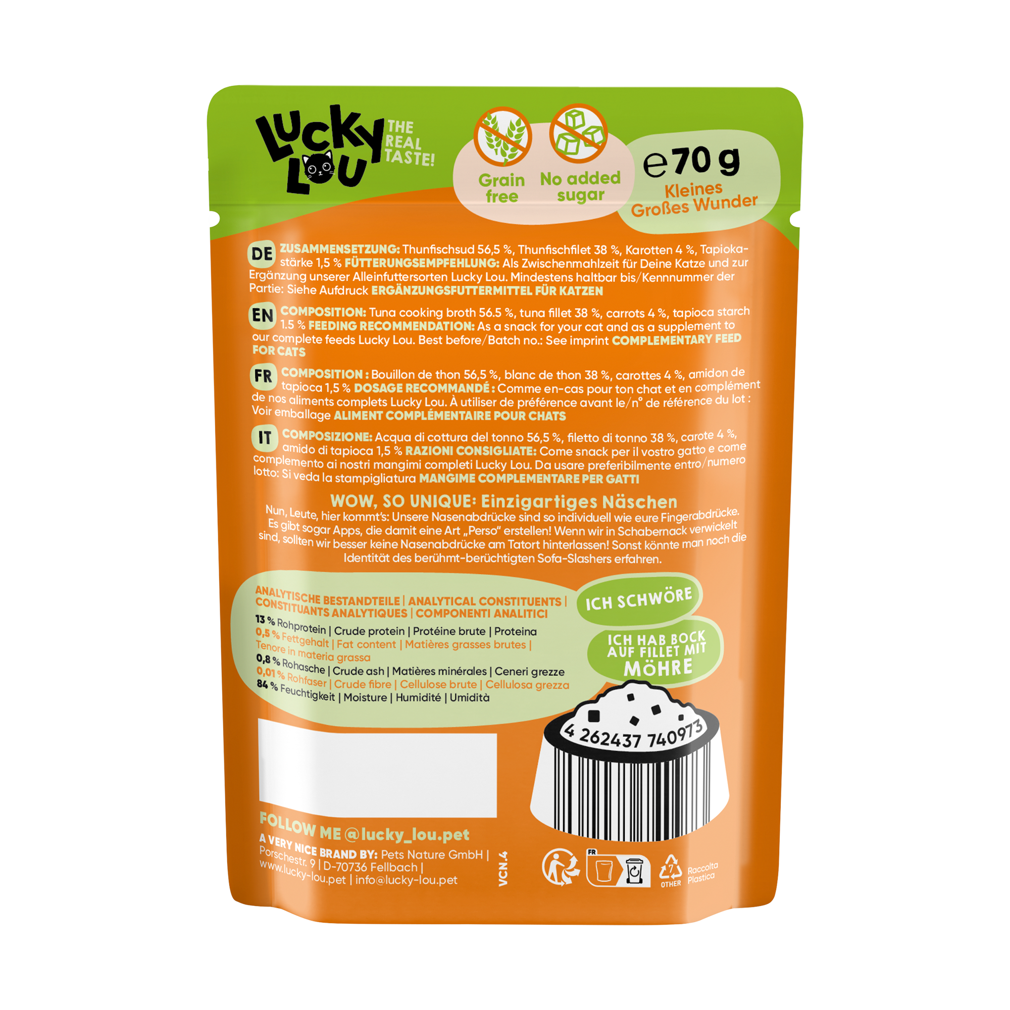 Katzenfutter Thunfisch Karotte in Broth 70 g