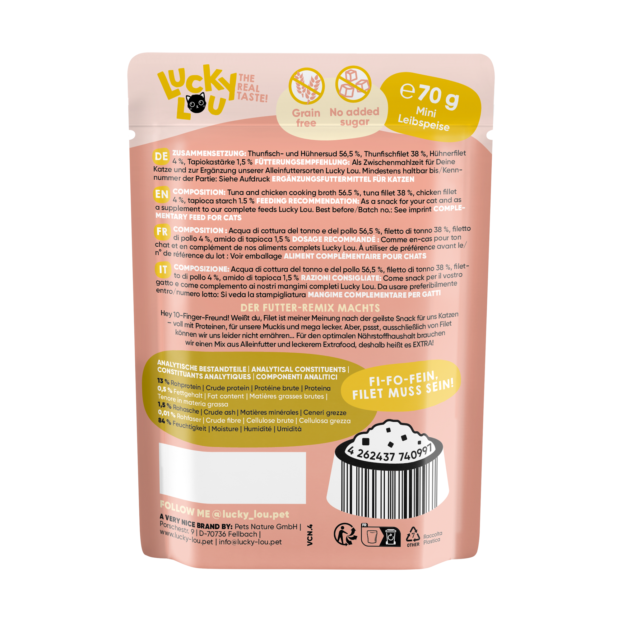 Katzenfutter Thunfisch & Hühnerfilet in Jelly 70 g