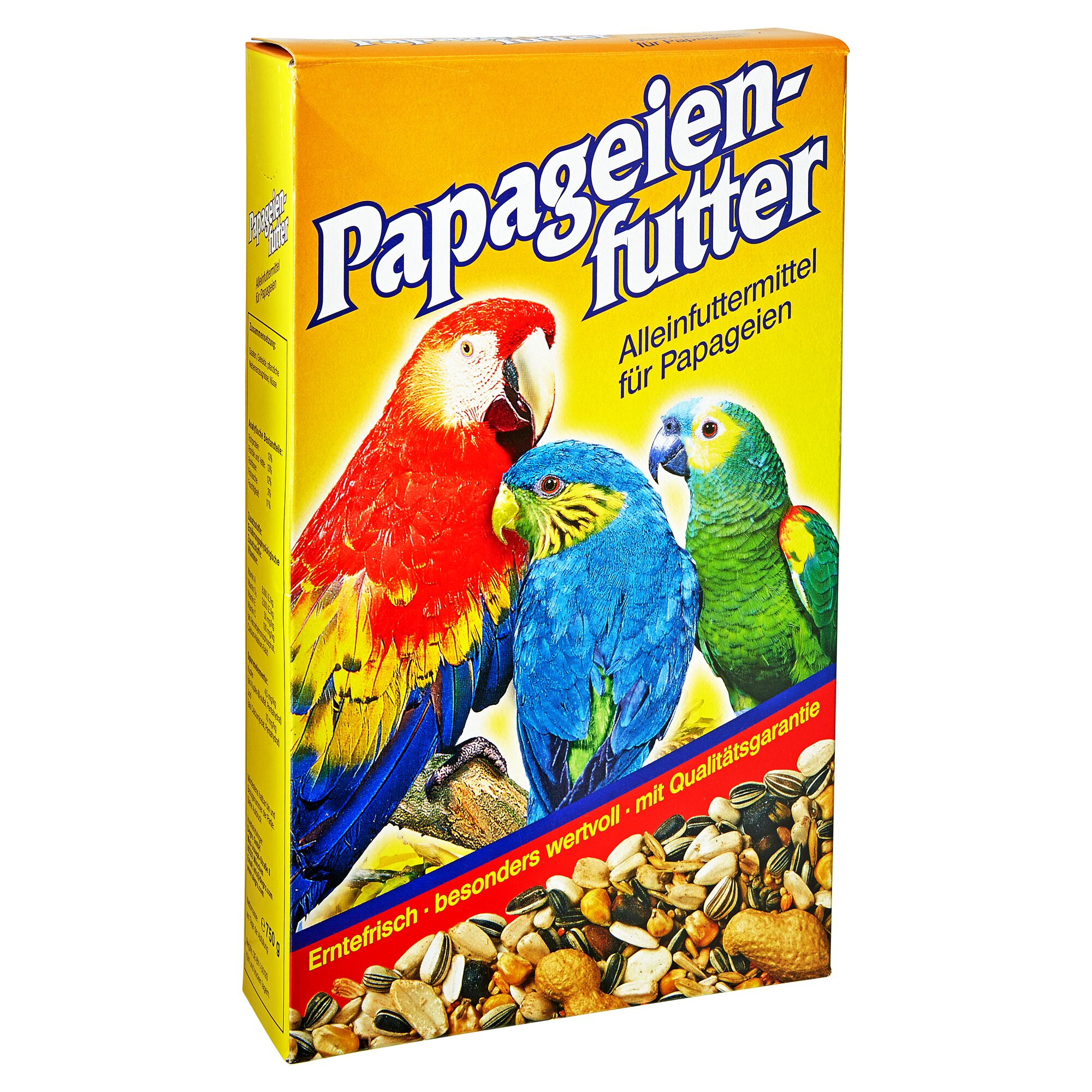 Papageienfutter mit Körnern und Nüssen