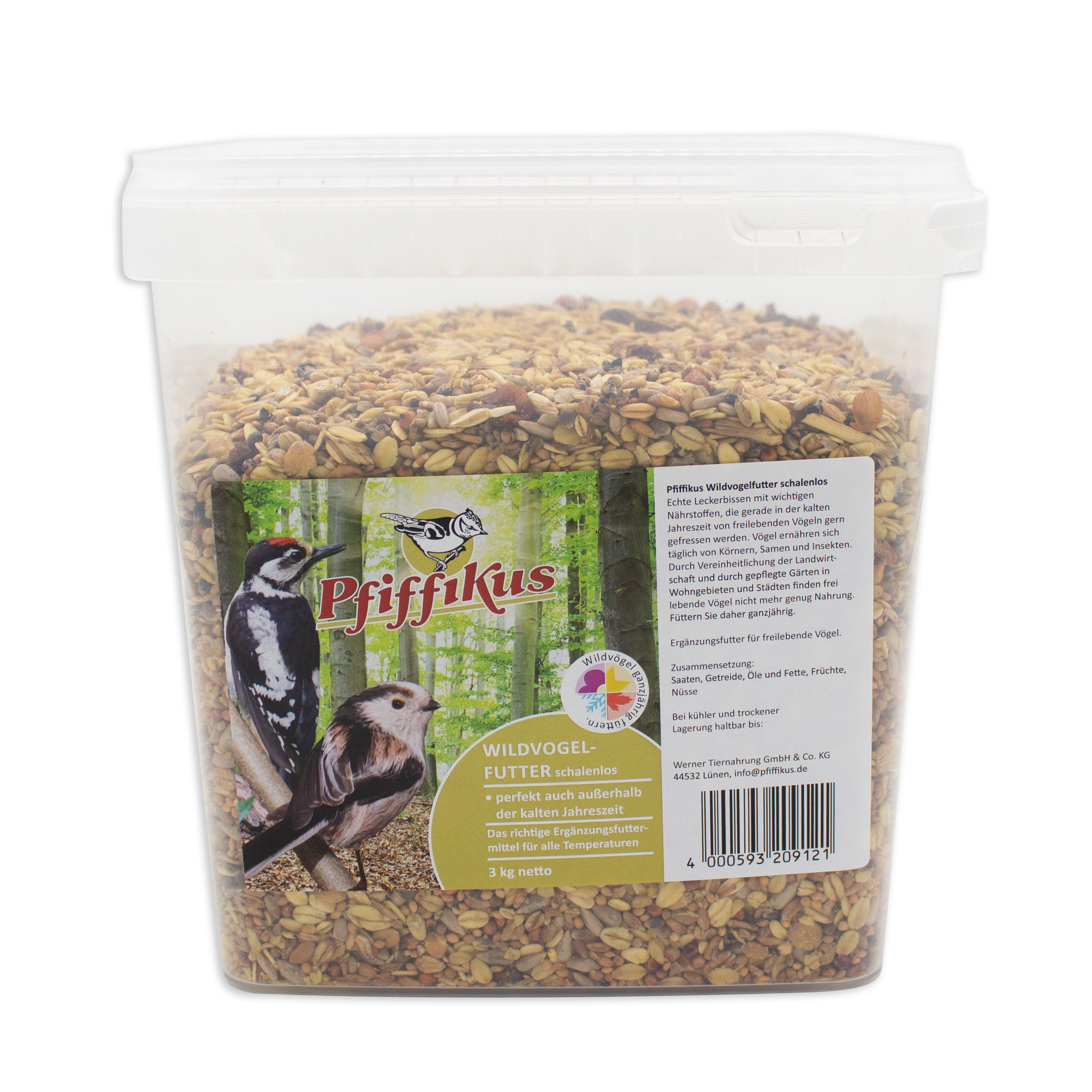 Wildvogelfutter schalenlos 3 kg im Eimer
