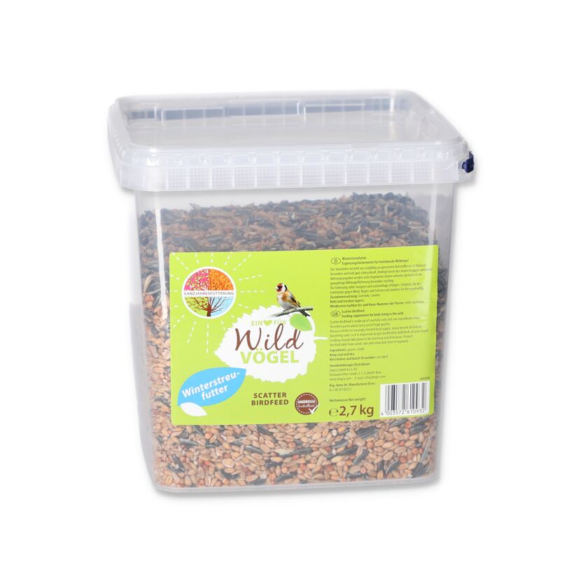 Plastikeimer mit 2,7 kg Winter-Vogelfutter