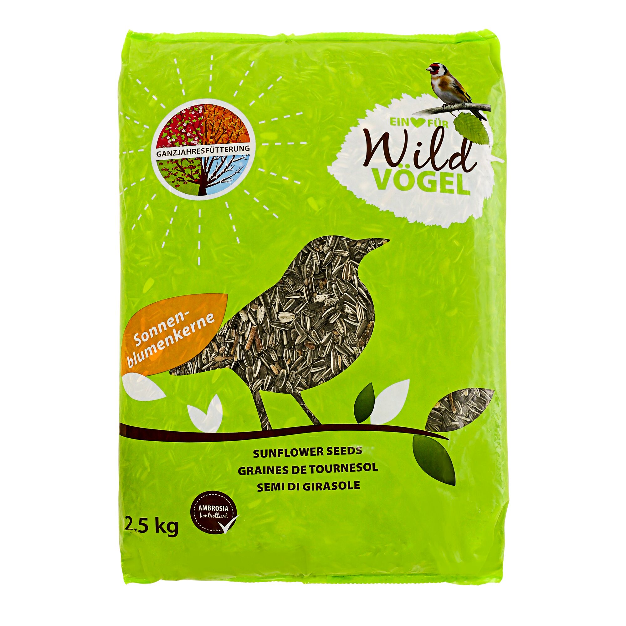 Ein Sack Sonnenblumenkerne für Wildvögel.