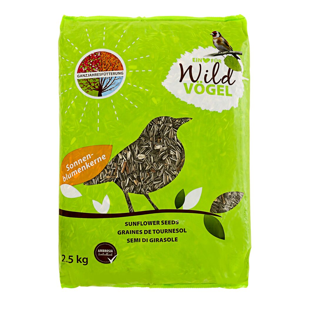 Ein Sack Sonnenblumenkerne für Wildvögel.