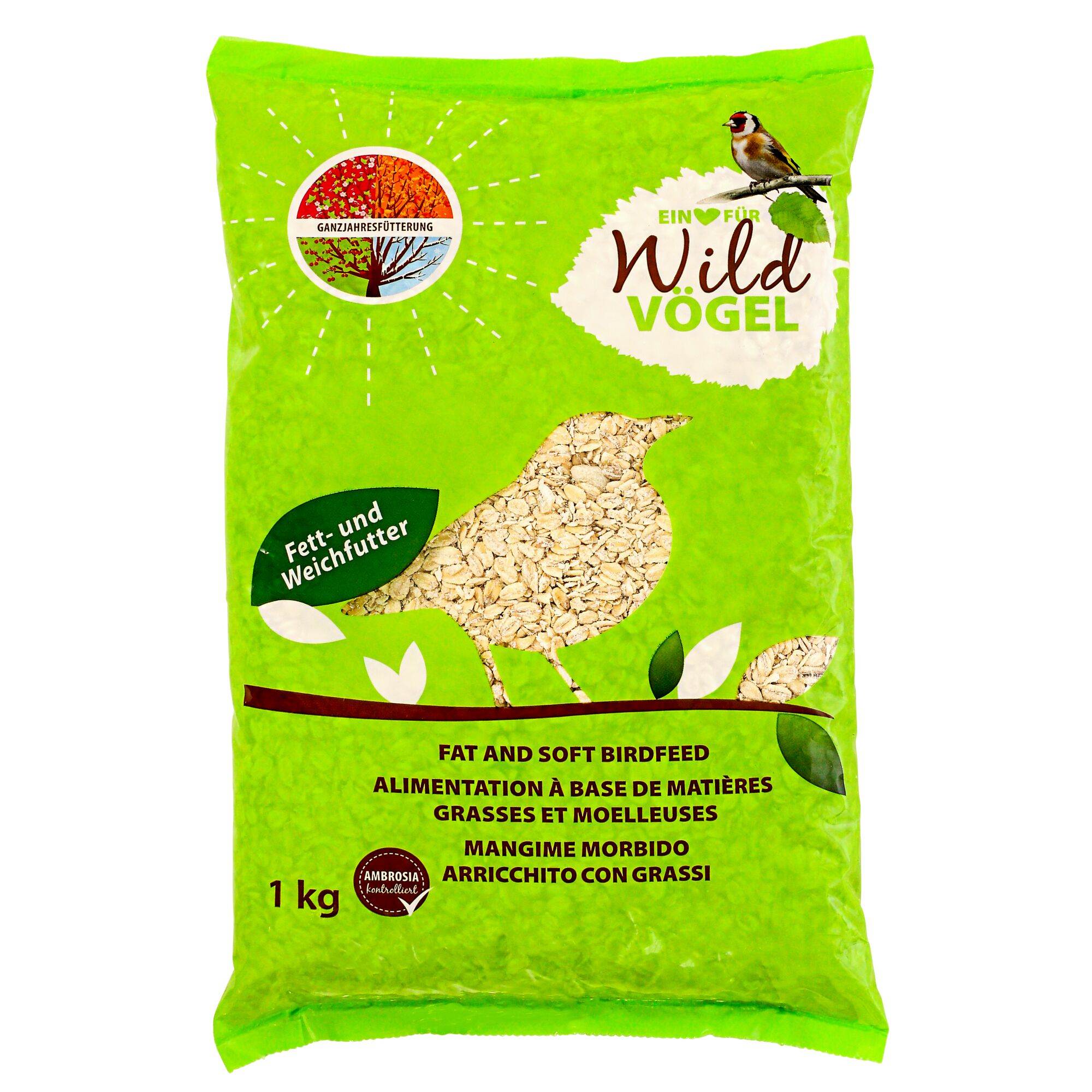 Ein Kilogramm Ambrosia Fett- und Weichfutter für Wildvögel