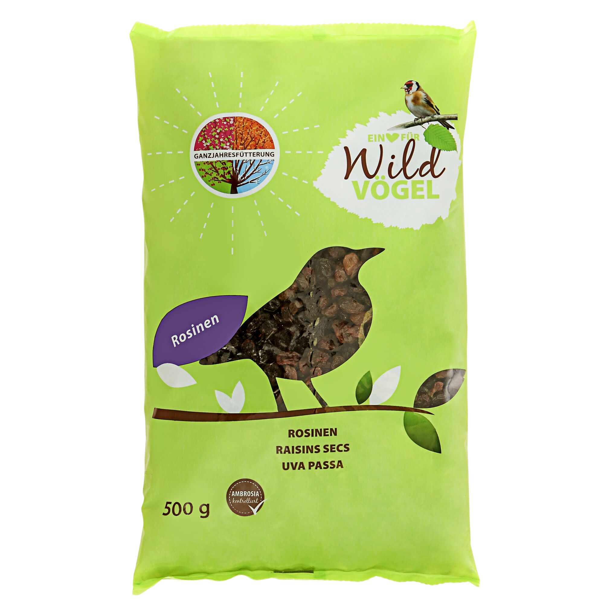 Rosinen für Wildvögel, 500 g Packung