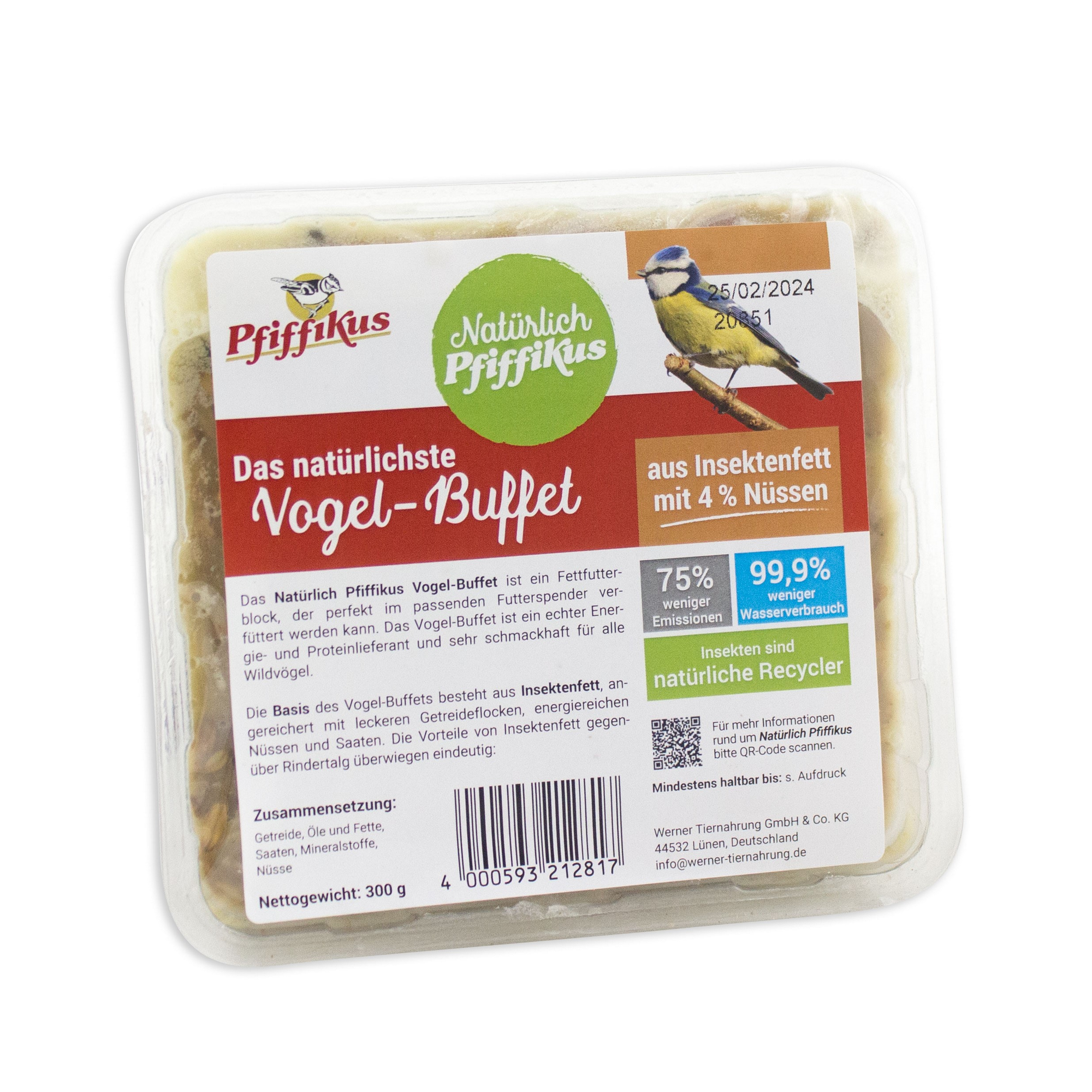 Vogel-Buffet aus Insektenfett mit 4 % Nüssen