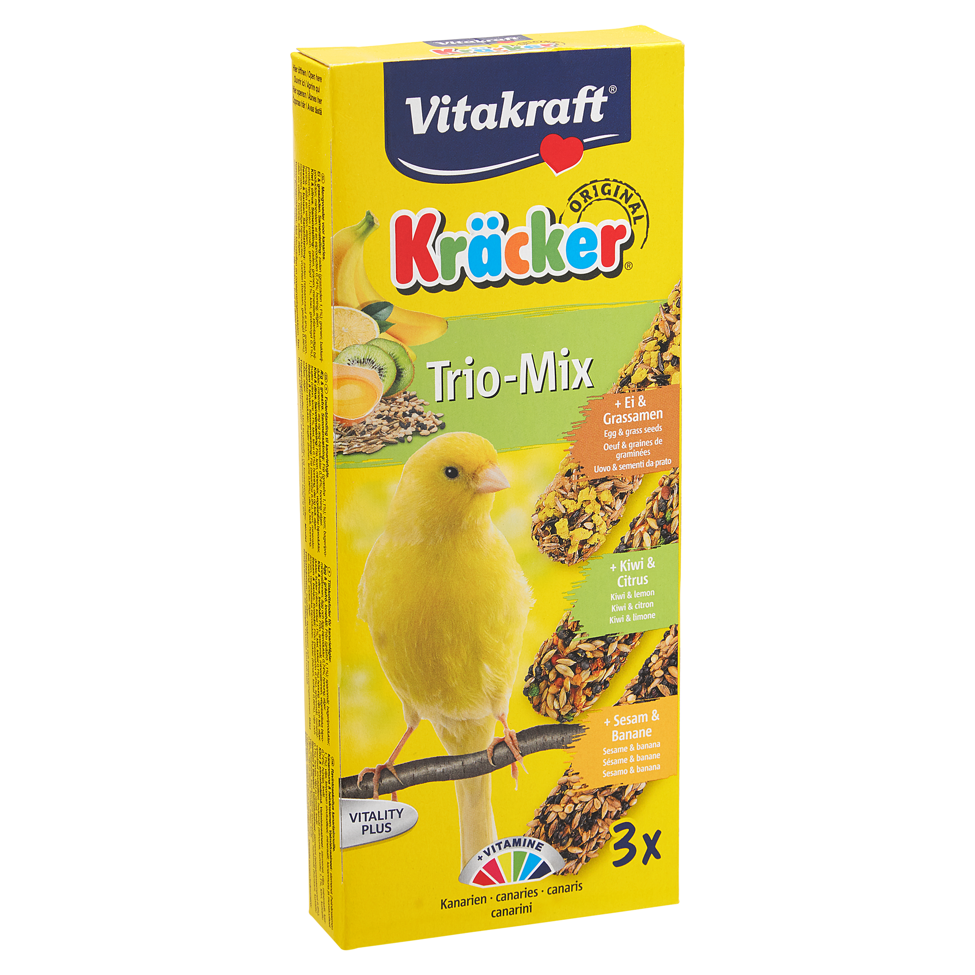 Futterstäbchen "Vitality Plus" Kräcker Trio-Mix Kanarien 3 Stück + product picture