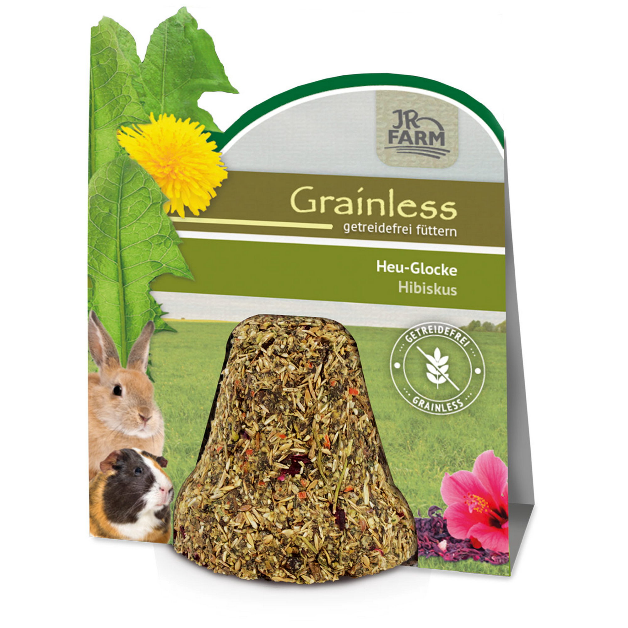JR Farm Snack für Nager und Zwergkaninchen 'Grainless Heu-Glocke Hibiskus' 125 g