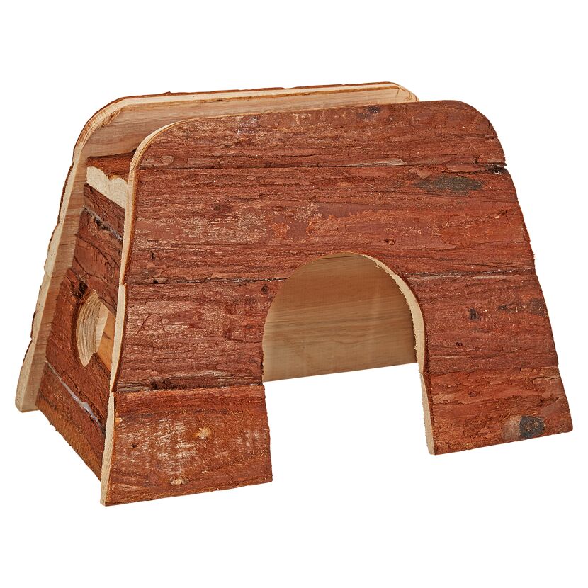 Kleines Eckhaus aus Holz für Kleintiere