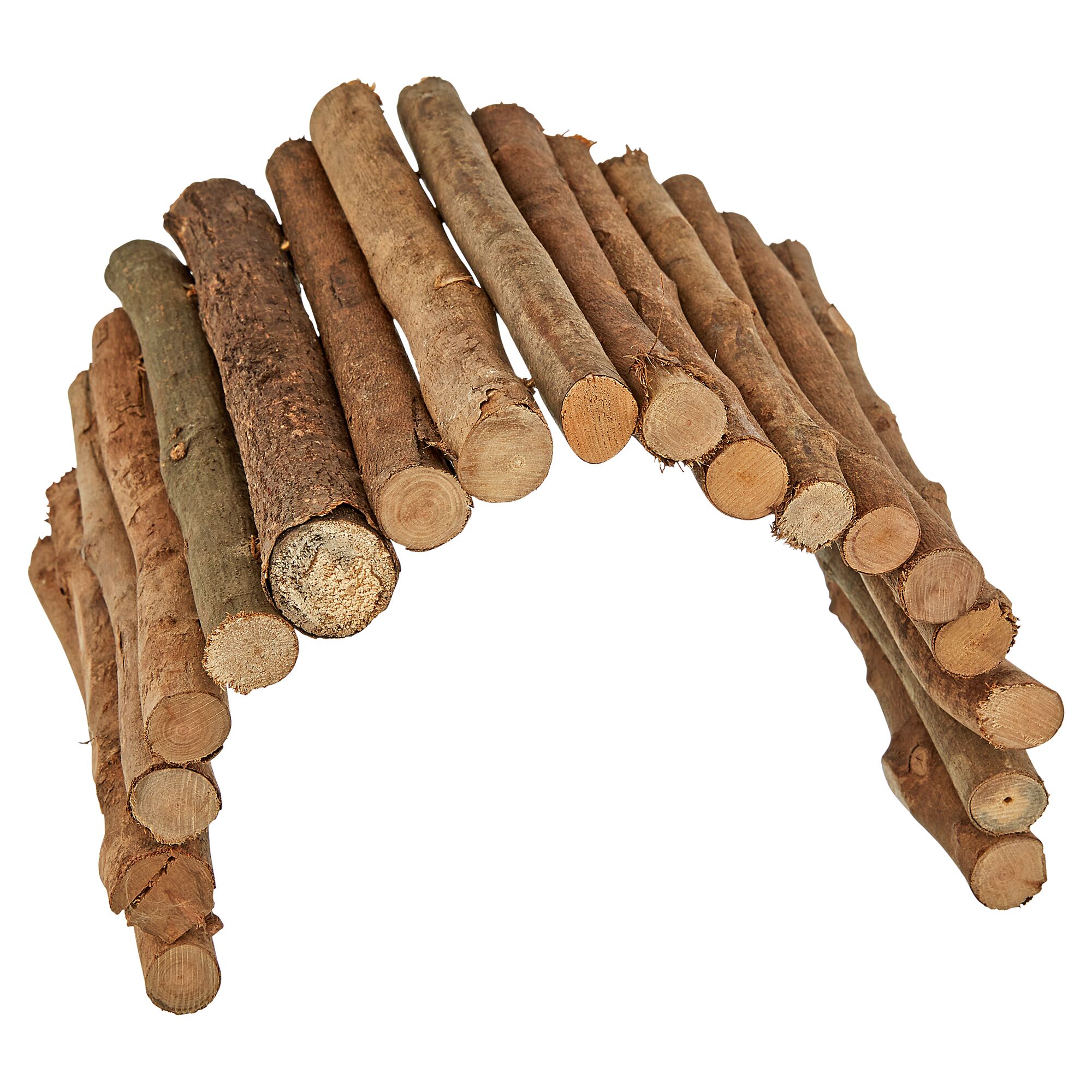 Eine kleine Brücke aus Weidenholz.