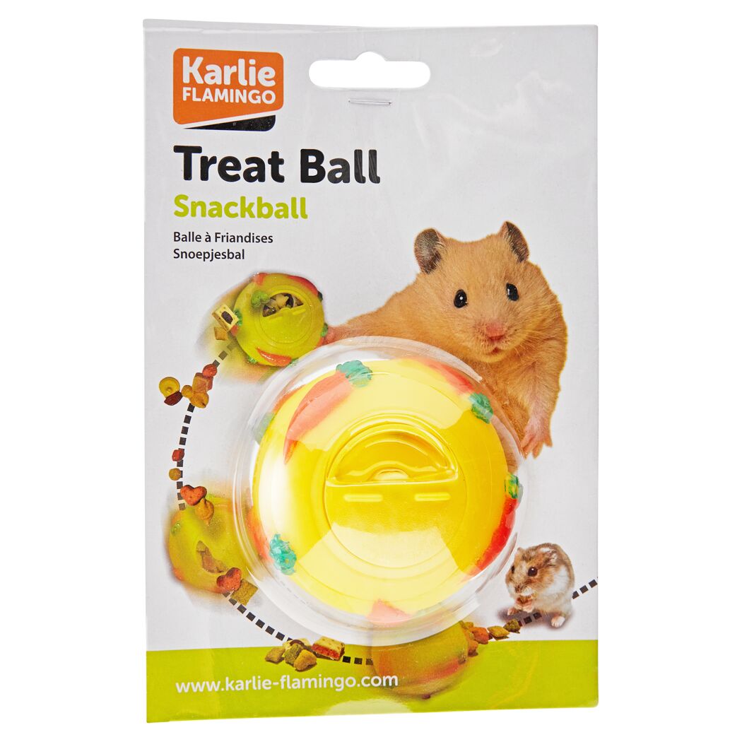 Karlie Flamingo Treat Ball, gelber Snackball für Kleintiere