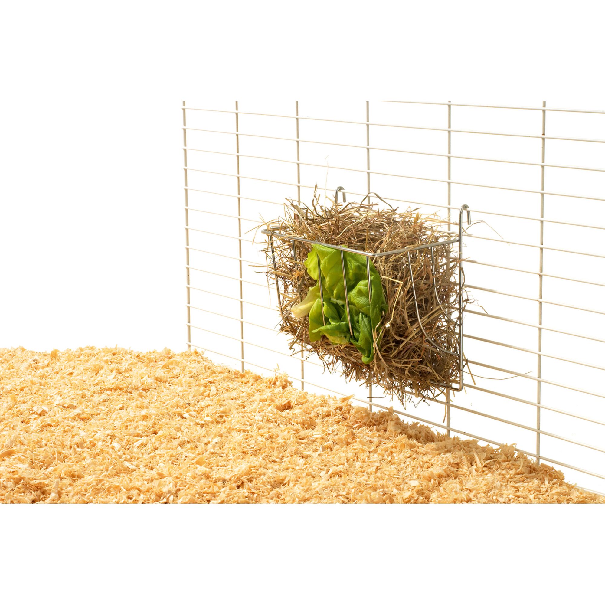 Heuraufe Hopper mit Heu und Salat