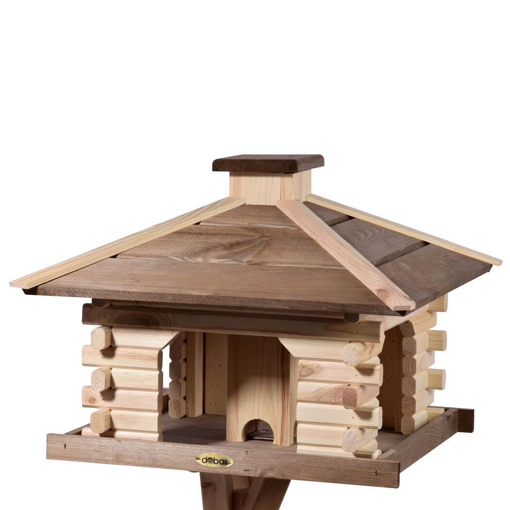 Vogelhaus aus Holz im Blockhaus-Stil