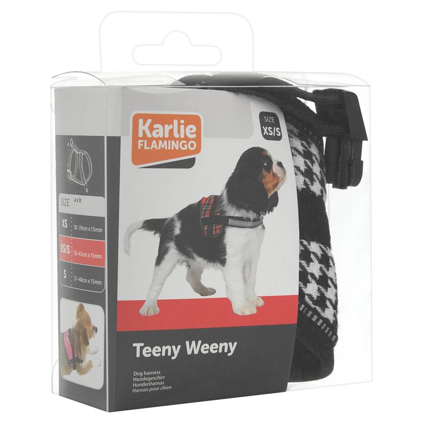 Hundegeschirr "Teeny Weeny" schwarz/weiß Gr. XS/S 33 - 43 cm