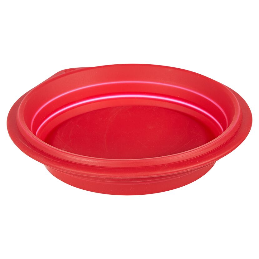 roter faltbarer Reisenapf aus Silikon