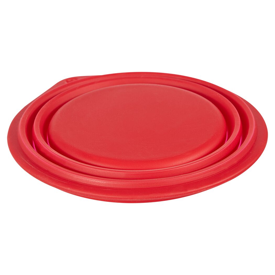 Zusammenfaltbarer roter Reisenapf aus Silikon