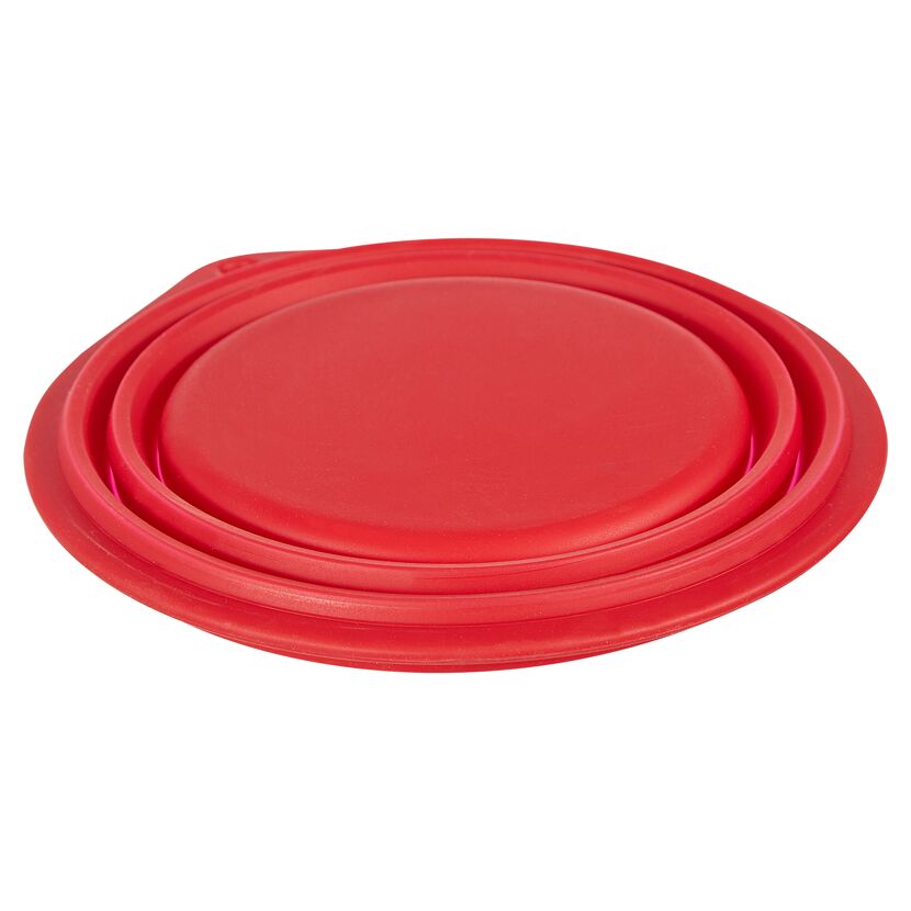 Zusammenfaltbarer roter Reisenapf aus Silikon