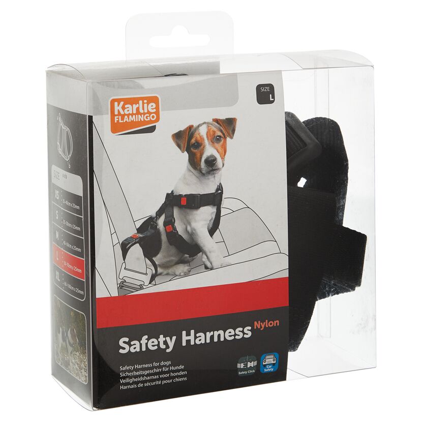 Sicherheistgeschirr für Hunde schwarz Gr. L 50 - 70 cm