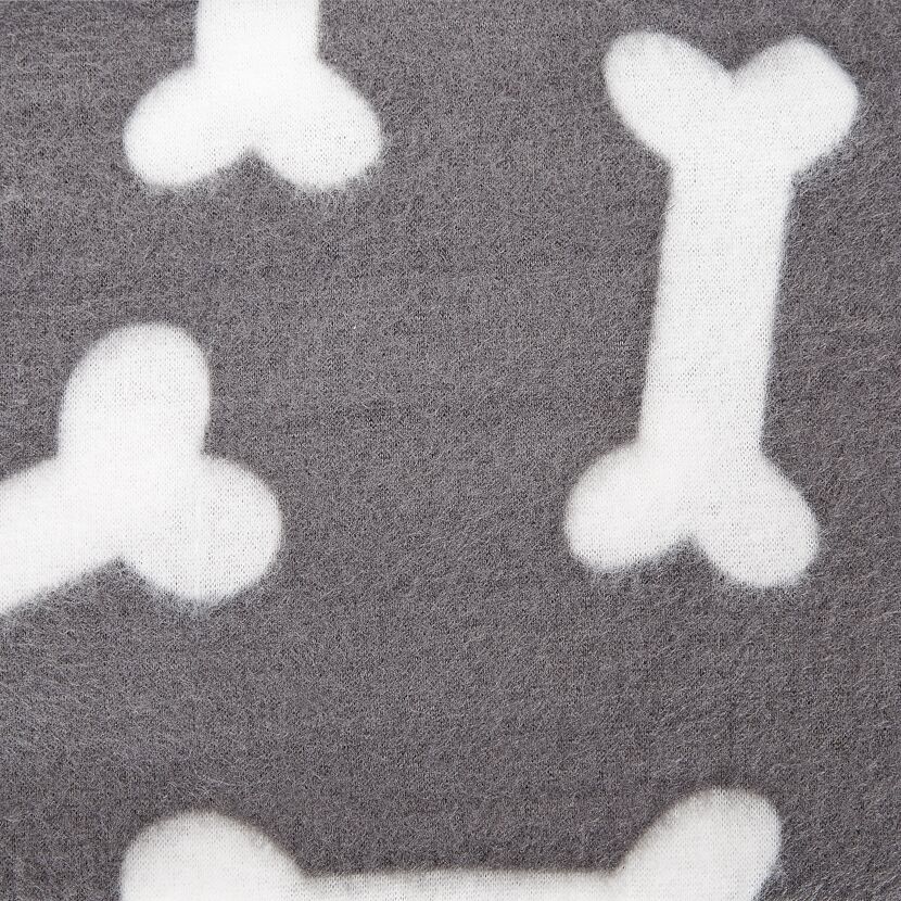 Schwarze Fleecedecke mit Knochenmuster