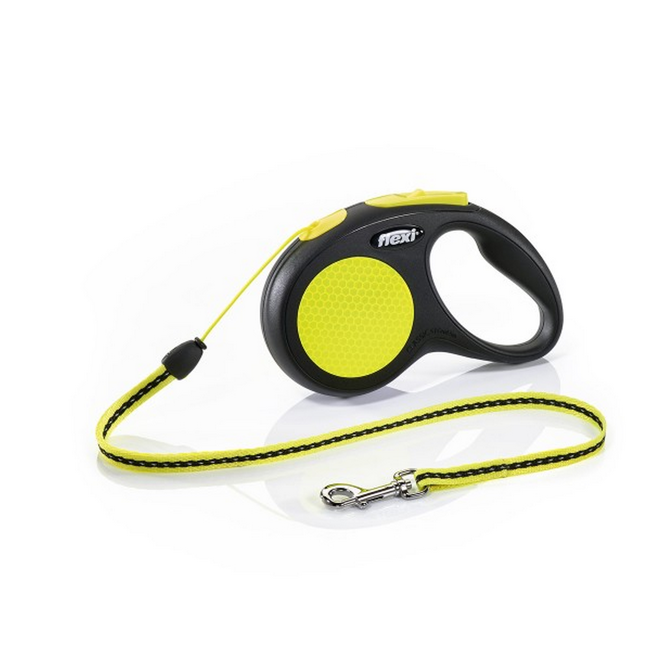Bild von Hunde-Seilrollleine 'New Classic' schwarz/neongelb Größe S max. 12 kg 5 m