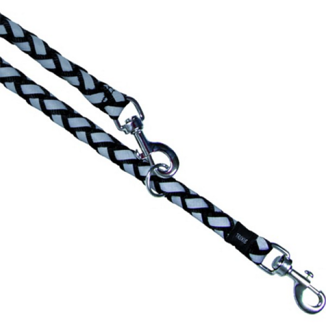 Bild von Hundeleine reflektierend schwarz/silbern Größe L-XL 200 x 1,8 cm