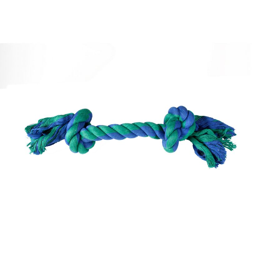 Blau-grünes Kauseil mit zwei Knoten