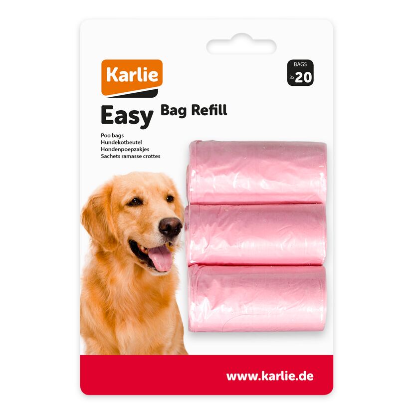 Karlie Easy Bag Refill Hundekotbeutel, 3x20 Beutel, rosa