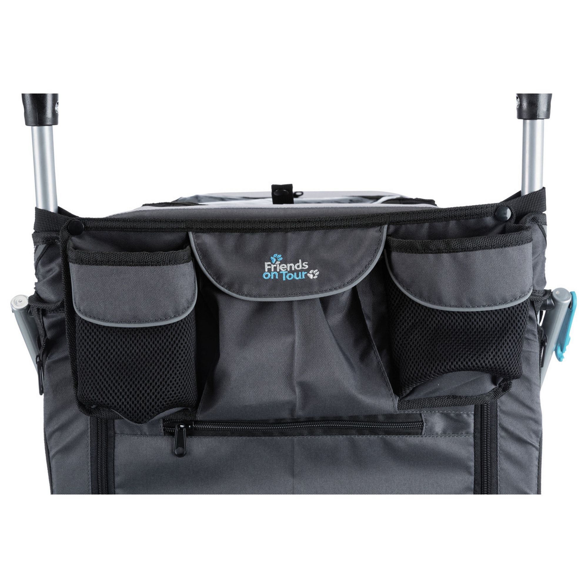 Fahrradanhänger Gr. S für Hunde bis 15 kg faltbar grau/schwarz 58 × 74/114 × 93 cm