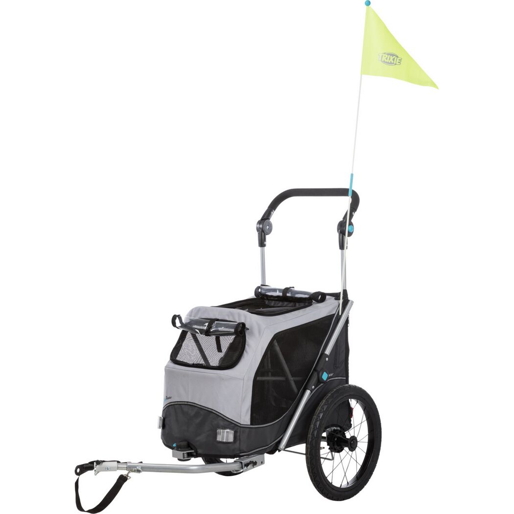 Fahrradanhänger Gr. S für Hunde bis 15 kg faltbar grau/schwarz 58 × 74/114 × 93 cm