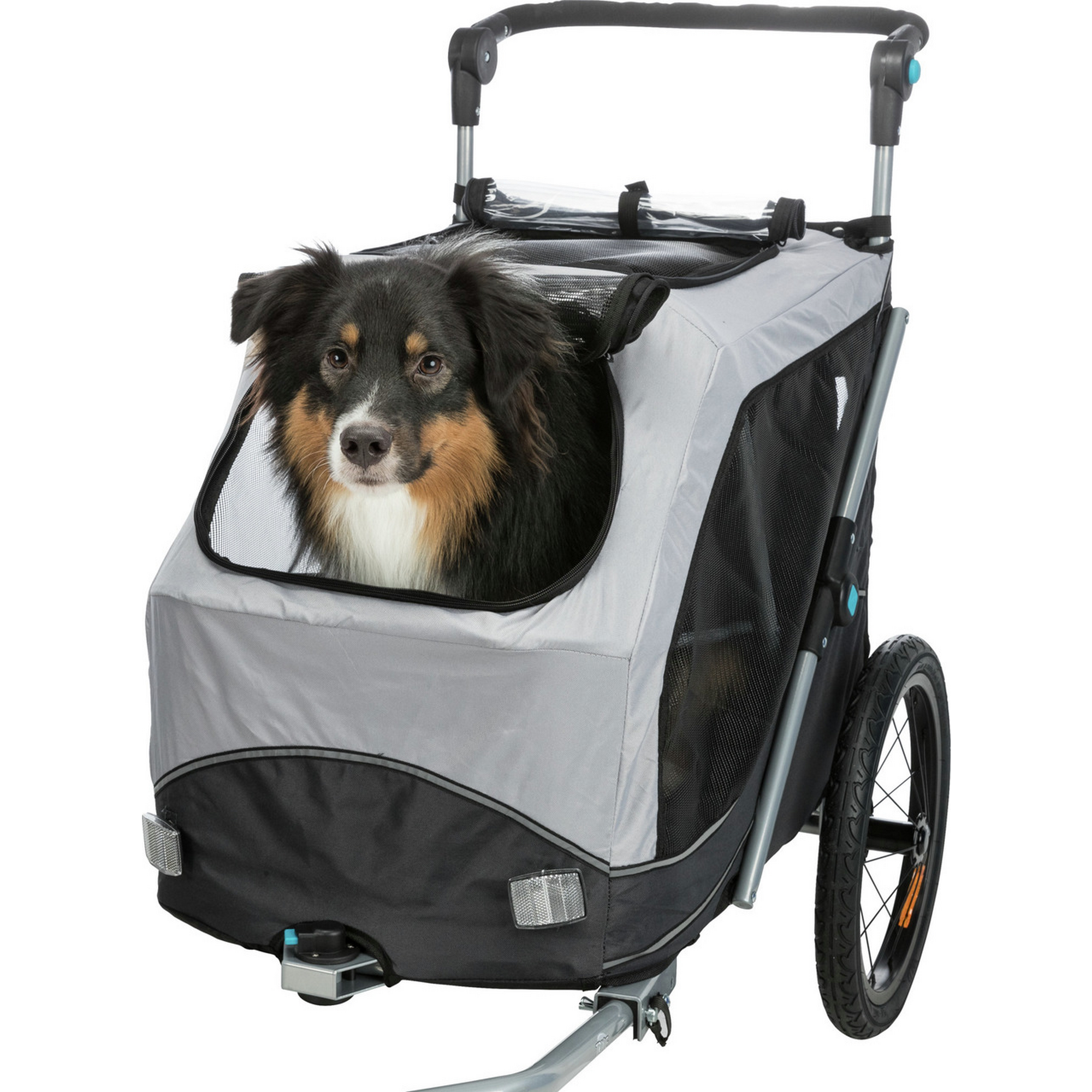 Fahrradanhänger Gr. M für Hunde bis 22 kg faltbar grau/schwarz 63 × 95/132 × 90 cm