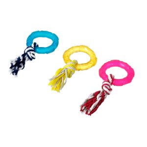 Hundespielzeug Ring mit Seil Ø 8 cm sortiert