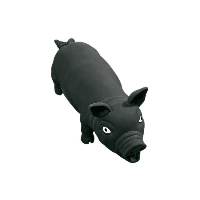 Bild von Hundespielzeug Latexschwein mit Squeaker schwarz 33 cm