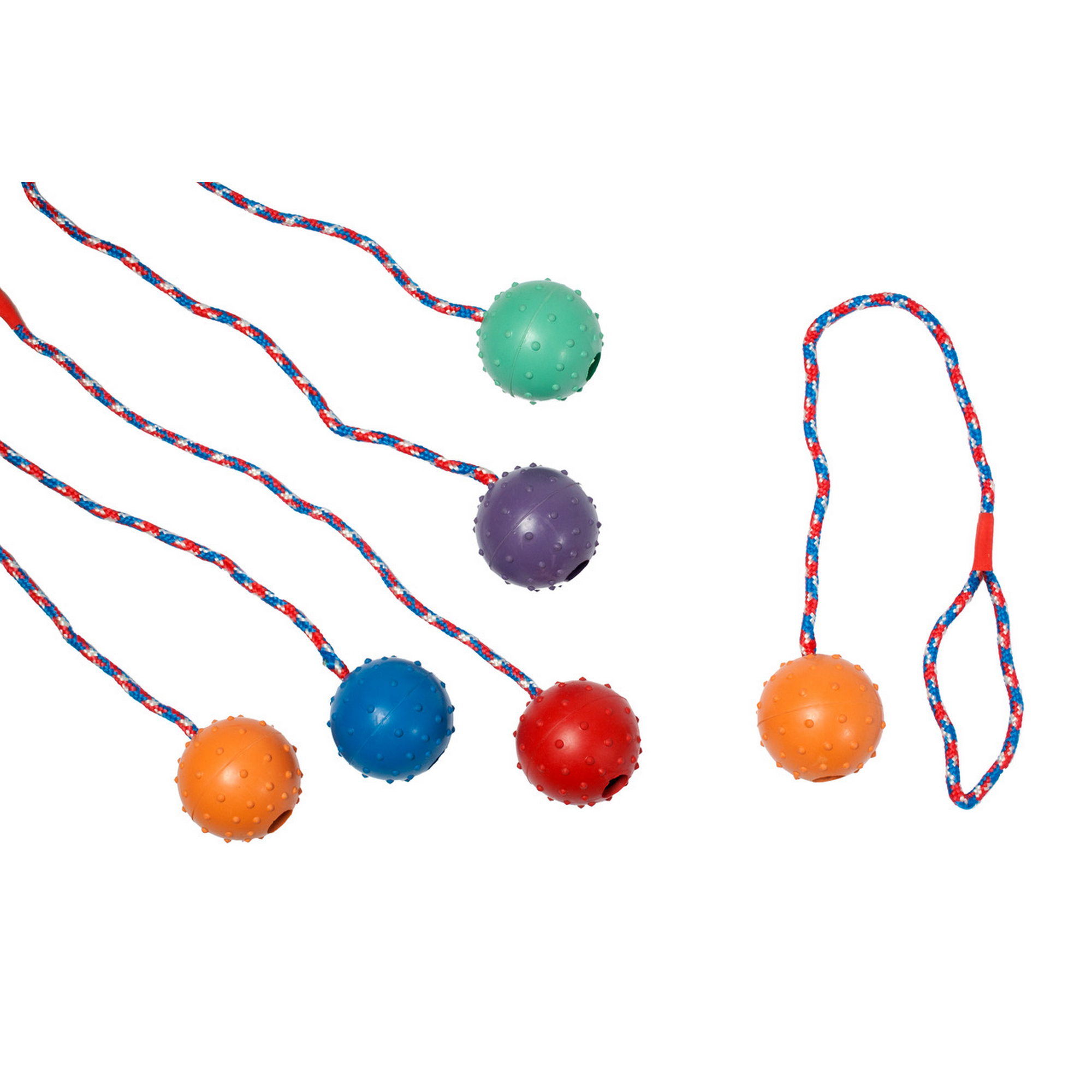 Gummispielzeug Ball 7 cm mit Seil sortiert + product picture