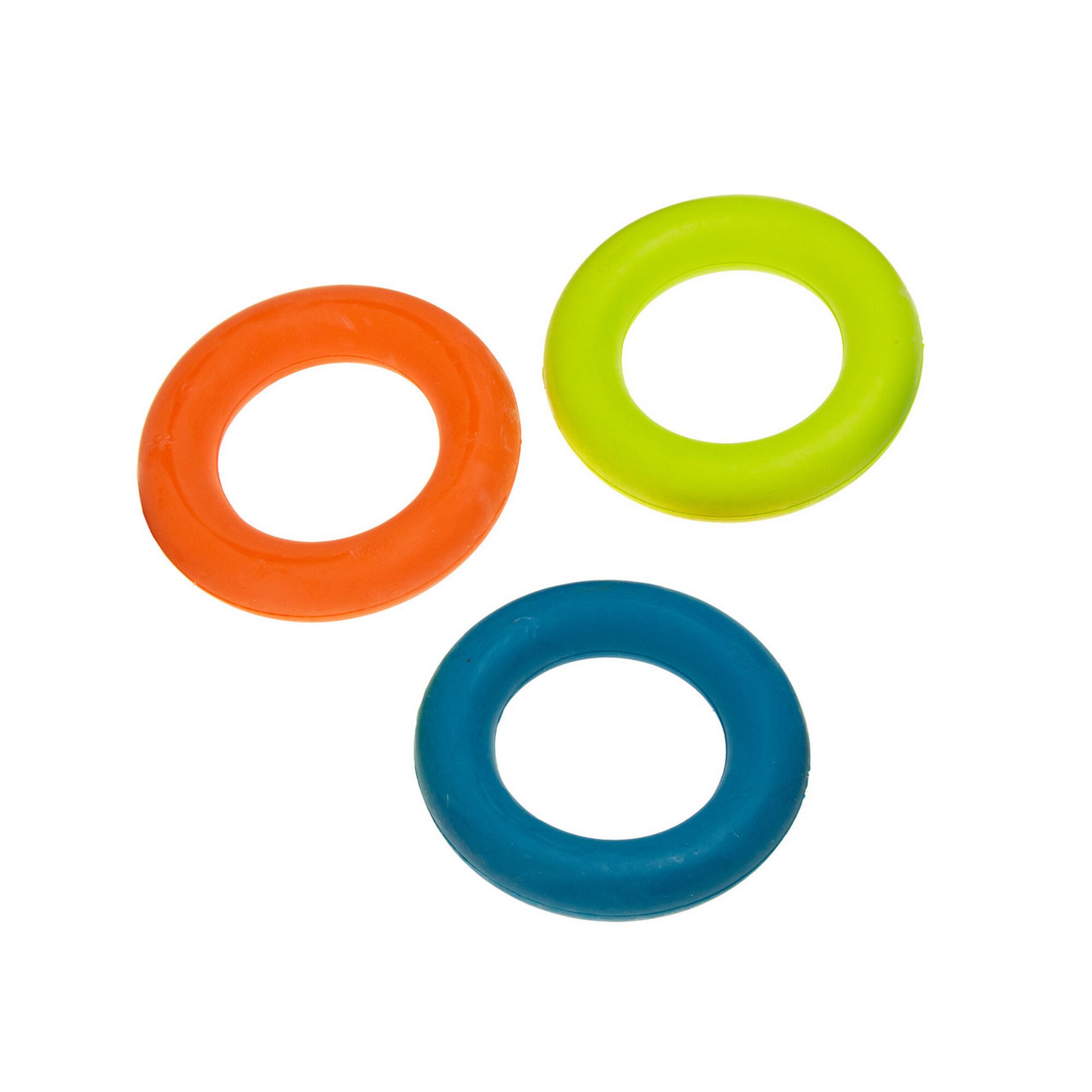 Drei verschiedenfarbige Gummiringe
