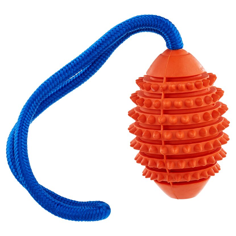 Hundespielzeug "Ruffus" Aqua Football Gummi orange/blau Ø 11 x 32 cm