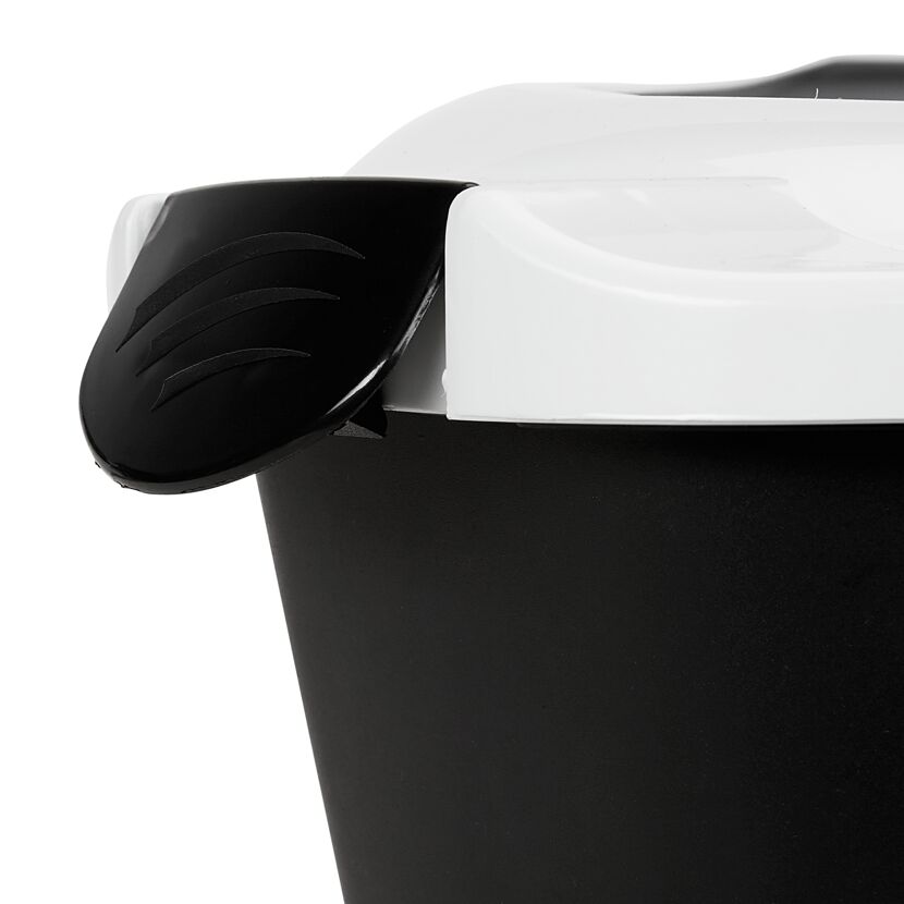 Schwarze Katzentoilette Spectra 60 mit weißem Deckel