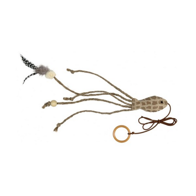 Bild von Katzenspielzeug Fisch an Gummiband 270 mm beige