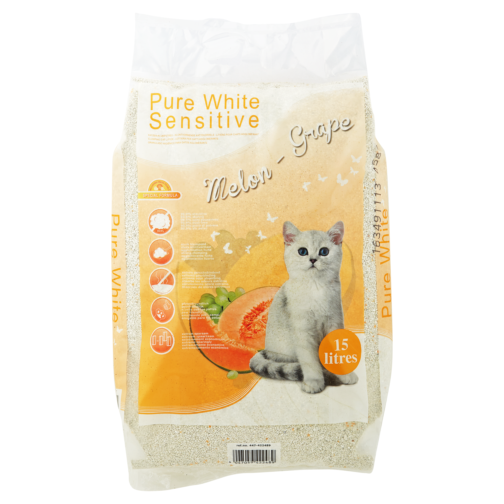 Klumpstreu "Pure White Sensitive" 15 l Melone-Traube + product picture