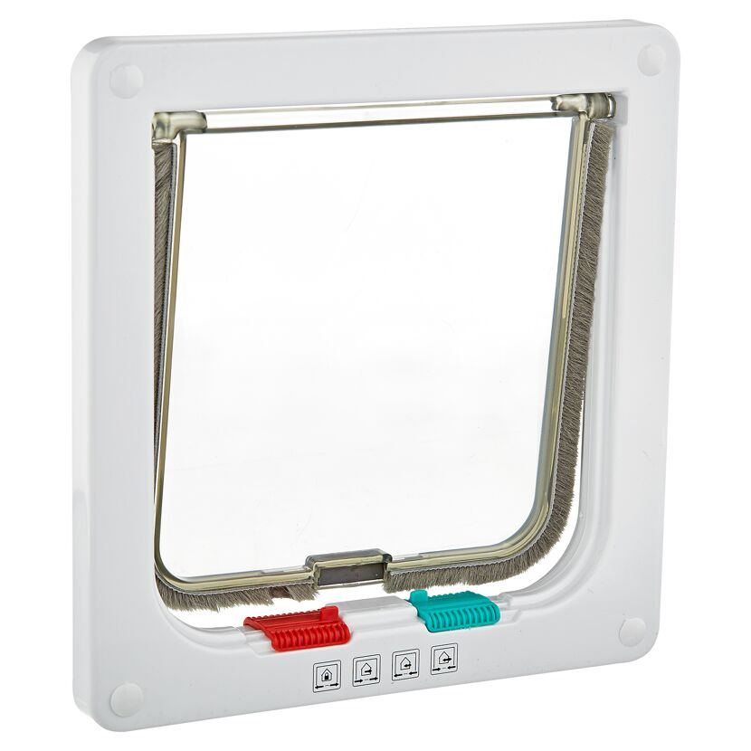 Katzentür "Porta" 4-Wege-Verschluss weiß/transparent 19,2 x 20 cm