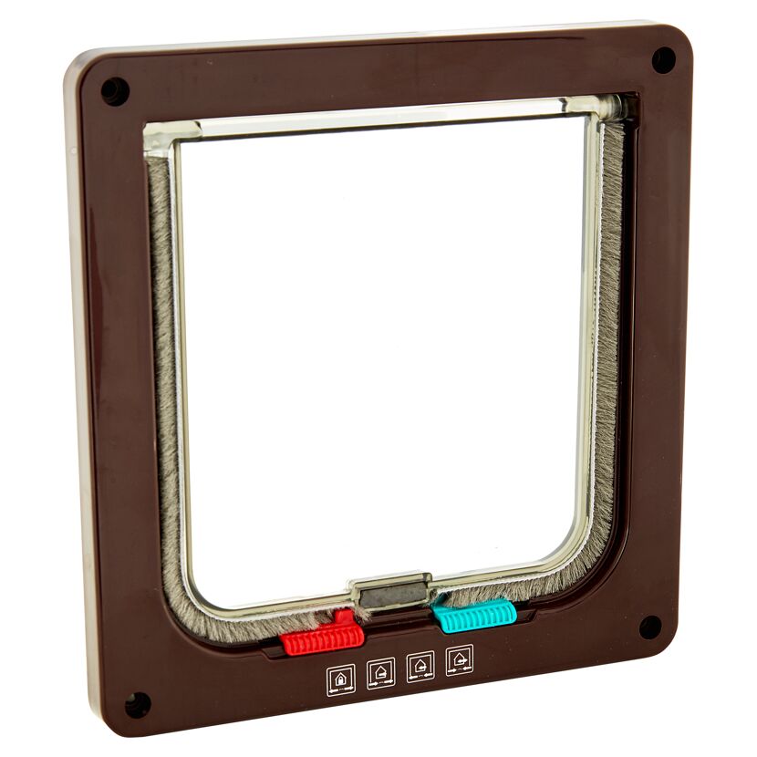 Katzentür "Porta" 4-Wege-Verschluss braun/transparent 19,2 x 20 cm