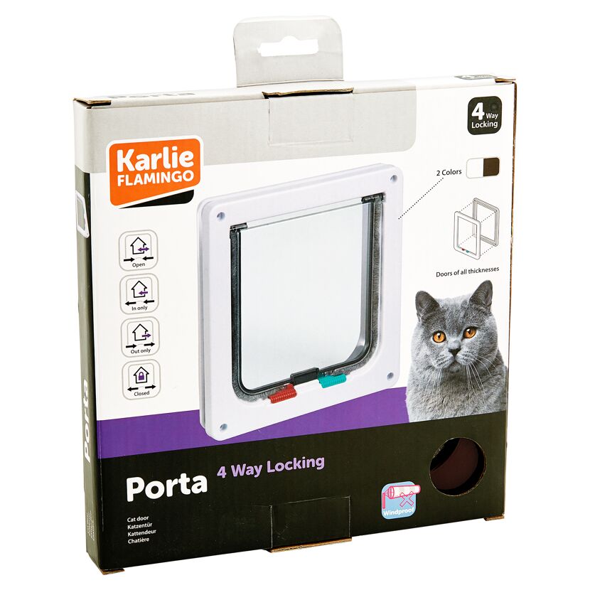 Katzentür "Porta" 4-Wege-Verschluss braun/transparent 19,2 x 20 cm