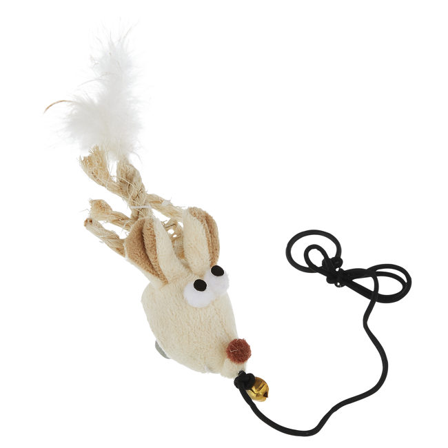Bild von Spielzeugmaus mit Federn und Glöckchen
