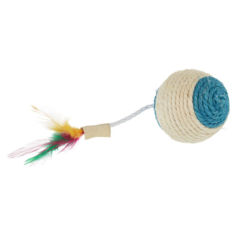 Spielball "Ratl" mit Federn Sisal